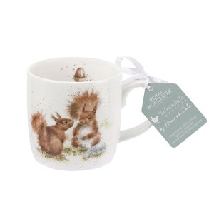 Royal Worcester mug BETWEEN FRIENDS beker mok 310ml serie WRENDALE met twee eekhoorns