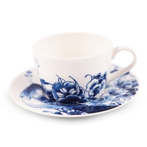 ROYAL DELFT Thee- Cappuccinokop en schotel PEACOCK SYMPHONY 220ml