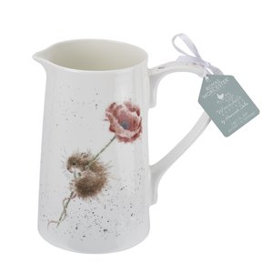 Royal Worcester WRENDALE 2 Pint JUG 1,1Ltr. Muis in een Klaproos