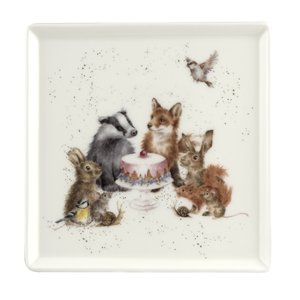 WRENDALE Square Plate 18cm WOODLAND PARTY Feestje met Bosdieren