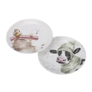 Royal Worcester WRENDALE Christmas Side Plate COW & DUCK 16,5cm s/2 Koe en eend