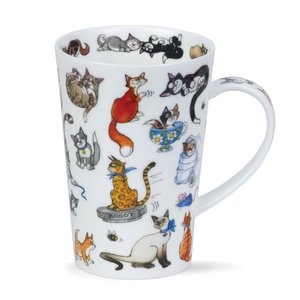 Dunoon-Shetland-shape-mug-only-beker-CATASTROPHE-spelende-katten-design-Cherry_Denman-440ml-
