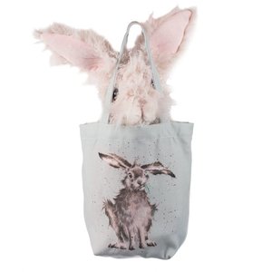 Pluchen knuffel WRENDALE Large Plush Hare ROWAN in mintgroene tas