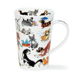 Dunoon-Shetland-shape-mug-only-beker-BARKING_MAD-dogs-vrolijk-blaffende-honden-design-Cherry_Denman-440ml-