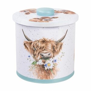 Koekjestrommel rond Biscuit Barrel Teal Wrendale Designs COWS AND COOKIES Ø 16cm 