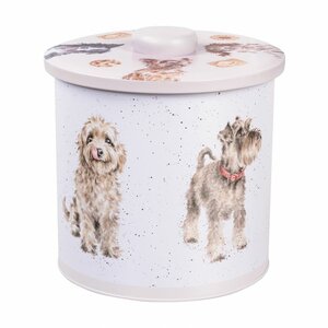 Koekjestrommel rond Biscuit Barrel Mushroom Wrendale Designs A DOG'S LIFE Ø 16cm licht roze