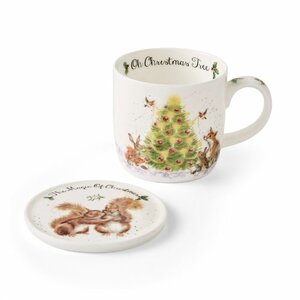 Royal Worcester Christmas Giftset THE MAGIC OF CHRISTMAS Wrendale Kerstmis Bosdieren rond Kerstboom