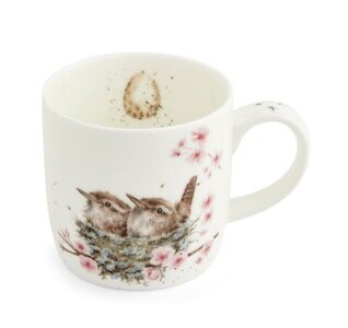 Royal Worcester mug FEATHER YOUR NEST beker mok 310 ml Wren serie WRENDALE vogels Winterkoninkje
