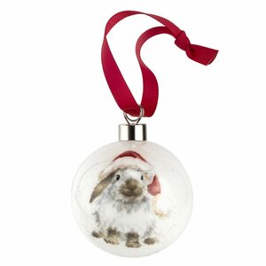 XMAS Bauble 6,6cm WRENDALE HO HO HO  Santa ROSIE Konijn met Kerstmuts 