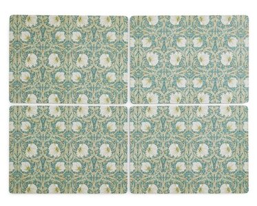 Morris & Co SPODE Placemats PIMPERNEL 40x30cm s/4 bloemen op een groene achtergrond