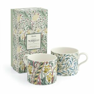 MORRIS & CO set of 2 mugs DAFFODIL & WILLOW BOUGH verschillende motieven groen