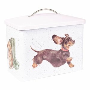 Bread Bin Wrendale large tin A DOG'S LIFE grote voorraadtrommel Honden zacht roze deksel