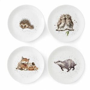 Royal Worcester WRENDALE set/4 Breakfast Plates Ø 20cm Ontbijtborden WOODLAND ANIMALS
