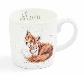 WrendaleDesigns beker Lg mug 0,4L tekst MUM (Foxes) met Vos en vossen in giftbox