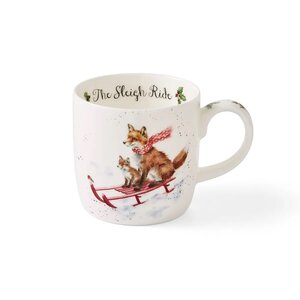 Royal Worcester mug SLEIGH RIDE beker mok 310ml serie WRENDALE Vossen op de slee