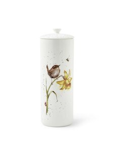 Royal Worcester WRENDALE grote voorraadpot WREN bewaarpot Winterkoninkje op Narcis