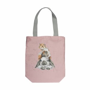Canvas Boodschappentas Wrendale PIGGY IN THE MIDDLE Konijn Cavia en Hamster