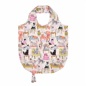 Roll-up Bag Tas opvouwbaar COOL CATS kleurige katten poseren op stoelen en banken