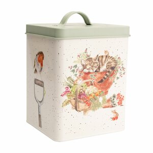 Vierkante trommel Garden Storage Tin WrendaleDesigns voor voer zaad of bloembollen