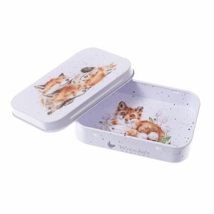 Wrendale Designs Mini gift tin AFTERNOON NAP Fox geschenkdoosje blikje 3 vosjes warmpjes bij elkaar
