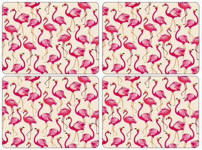 FLAMINGO Sara Miller by Pimpernel Placemats Large s/4 roze/goud