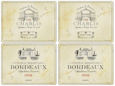 VIN DE FRANCE Placemats 40x30cm s/4 Bordeaux en Chablis