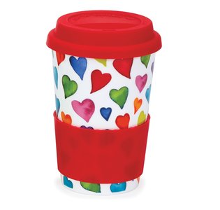 Travel mug reisbeker 0,44L WARM HEARTS gekleurde harten