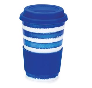 Travel mug reisbeker 0,44L HOOPLA! Blue streep blauw