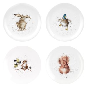Royal Worcester WRENDALE set/4 Breakfast Plates Ø 20cm Ontbijtborden s/4 Eekhoorn Eend Haas Muis