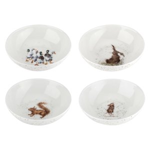 Royal Worcester WRENDALE Serial Bowls set/4 15,3cm Eekhoorn Eend Haas Muis