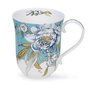 Dunoon-beker-mok-mug-Braemar-MILANO-vintage-bloemen-Pioenroos-blauw-goud-22 karaats-0.33Ltr.-design-Michele_Aubourg