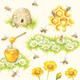 Ambiente-papieren-servet-paper-napkin-BEES-Bijen-Honing-Bijenkorf-Honingraad-bloemen-33x33cm-13307635