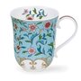 Dunoon-beker-mok-mug-Braemar-KASHMIR-bloemen-takken-bladeren-BLUE-blauw-versiersels-goud-22 karaats-0.33Ltr.-design