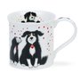 Beker-Puppy LOVE-Bute- fine- bone-China-zwart-wittew honden-rode hartjes-Kate-Mawdsley