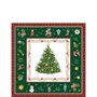papieren-cocktail-servetten-Kerst-stukjes-CHRISTMAS-EVERGREEN-Kerstboom-groene-rand-25x25cm-32514516