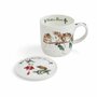 Royal_Worcester-Wrendale-giftset-beker_&amp;_onderzetter-mug &amp; Coaster-WINTER_MICE-Kerstmis-Muis-muizen-Bosdieren-Kerstboom