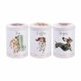 Wrendale-TEA-COFFEE-SUGAR-set/3-voorraad-blikken-trommels-A_DOG&#039;S_LIFE-rond-11cm-WrendaleDesigns-Hondenrassen-Hannah_Dal