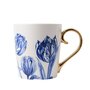 Heinen-Delftsblauw-beker-300ml-TULP-gouden-oor-met-krul-porcelain-blauwe-tulpen-M329