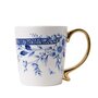 Heinen-Delftsblauw-beker-aardewerk-300ml-FAIENCE-gouden-oor-met-krul-porcelain-blauwe-Bloemenrand-M331