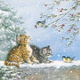 Ambiente-papieren-servettenWATCHING_BIRDS-katten-vogels-sneeuw-dennenboom-takken-33x33cm-33311900