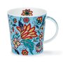 DUNOON-beker-mok-mug-Lomond-shape-JACOBEAN-Blue-bloemen-planten-blauwe-achtergrond-David_Broadhurst