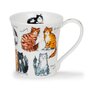 Dunoon-fine-bone-China-beker-mok-JURA-210ml-Messy-Cats-kattenrassen-oranje-grijs-zwart