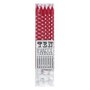 dunne-kaarsjes-Taart-kaarsjes-incl.houder-DOTS-13.5cm-rood-witte-stppen