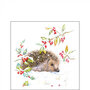 Papieren-cocktail-servetten-Ambiente-25x25cm-HEDGEHOG-IN-WINTER-egel-takken-rode-bes-Ambiente-32516595