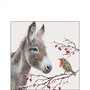Papieren-cocktail-servetten-Ambiente-25x25cm-Donkey-and-Robin-ezel-Roodborstje op Rozenbottletak-Ambiente-32520100