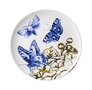 Heinen-Delfts-blauw-wandbord-wall-plate-26cm-Insecten-FREE-BUTTERFLY-losse-blauwe-vlinders-op-gouden-bloemen-M503