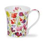 Dunoon-fine-bone-China-beker-mokje-FLORA_FIESTA-Sweet_Pea-watercolours-Lathyrus-210ml-design-Caroline_Bessey