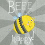 Paper+Design-papieren-servet-BEEE HAPPY-bijtje-grijs-zilver-33x33cm-lunch-diner