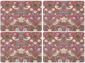 Morris &amp; Co-Pimpernel-placemats-Large-STRAWBERRY THIEF-RED-melamine-kurk-p/4-Aardbeien-vogels-rood