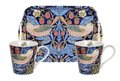 Portmeirion-2bekers-Mug &amp; Tray-set-STRAWBERRY-THIEF-BLUE-bird-aardbeien-vogel-blauw-Morris_and_Co-